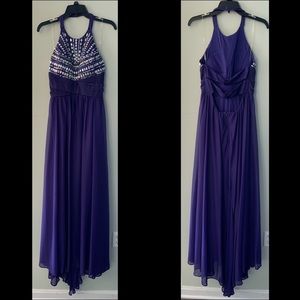 Purple Halter Top Prom Dress